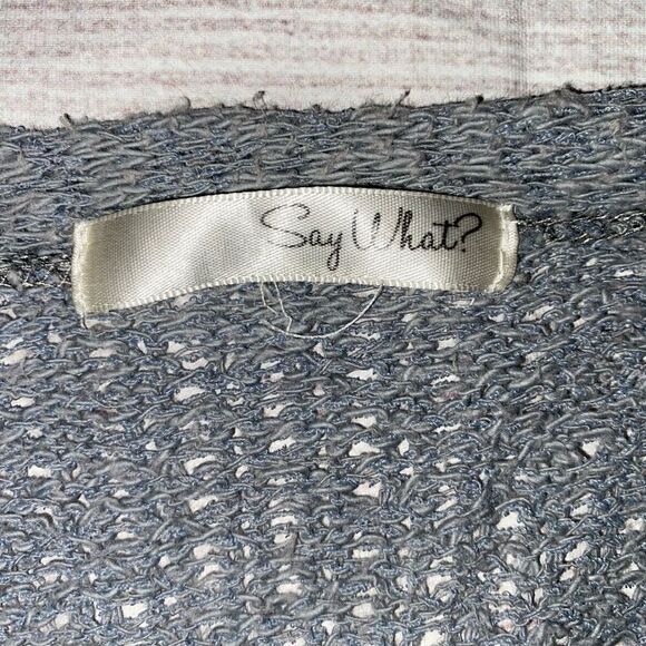Say what women S cotton blend grey open front knit long cardigan - Picture 6 of 9